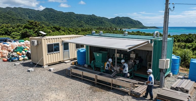 海岸漂着ごみのリサイクル実証事業の施設